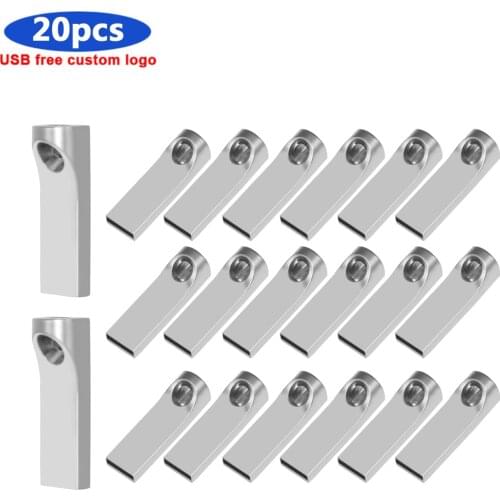 Bulk 20pcs free Custom logo USB Flash Drive High Speed Waterproof 64GB 32GB 16GB 8GB 4GB Pen drive USB 2.0 Memory Stick