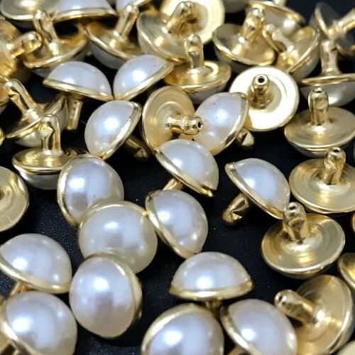 100PCS 10.5mm Round Gold Acrylic Pearl Rivets Leather Craft Punk Studs Fit DIY Making Belts Shoes Bag Bracelets Shipping Free