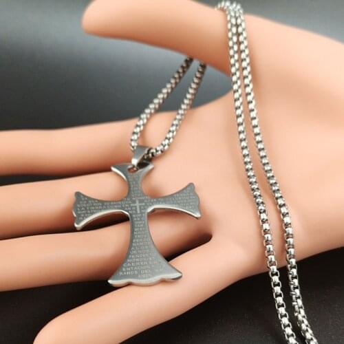 Stainless Steel Trendy Pendants Cross Necklace Cool Street Style Necklaces for Men Women Unusual Chain цепь на шею Punk Charms