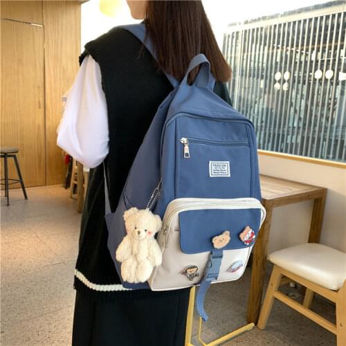 Fashion Korean version of backpack leisure cute collision color schoolbag female college students harajuku Ulzzang backpack