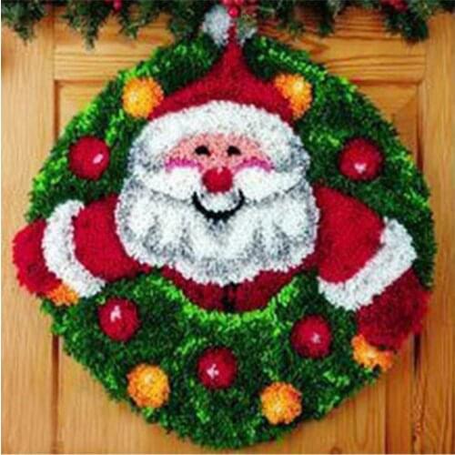 Hook Rug Kit DIY Needlework Sets Unfinished Crocheting Yarn Mat Latch Hook Rug Kit Vine Picture Carpet Set Christmas decoration