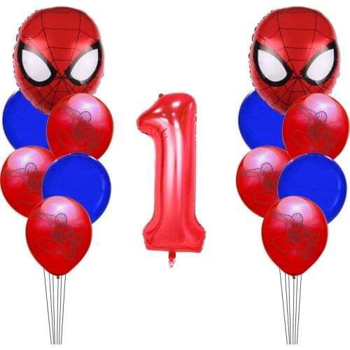 Birthday number Spiderman Hero Latex Balloon Set Adult Kids Party Decoration Baby Shower Decor Aluminum Foil Balloons Globos
