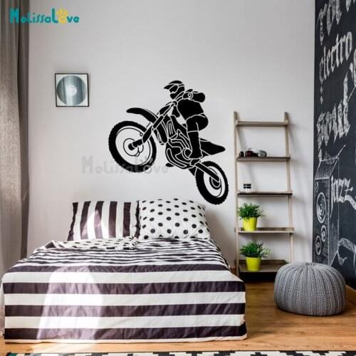 Motorcyclist Freestyle Decal Extreme Sport Theme Teenager Child Room Playroom Home Decor Removable Vinyl Wall Sticker BD540