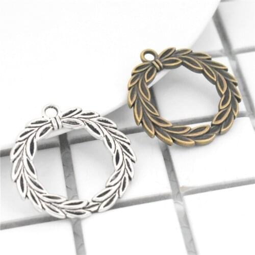 NEW 4pcs/lot 34mm Two Colors Plated Ring Shaped Rice ear Charms Pendant DIY Handmade Jewelry Accessories