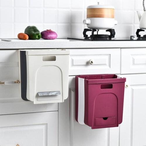 New product foldable kitchen trash can kitchen cabinet trash door hanging trash can car trash can toilet garbage waste storage