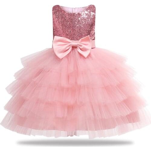 Children Girls Sequins Elegant Party Dress Wedding Kids Dresses for Toddler Girl The First Feast Mesh Princess Children Clothing