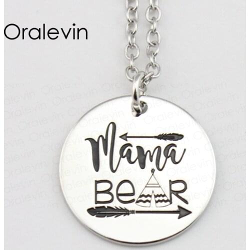 MAMA BEAR Pendant Charms Necklace Gift Jewelry 10Pcs/Lot #LN411