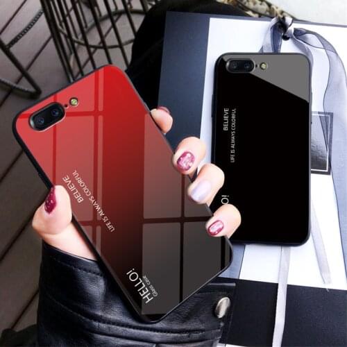 Luxury Hard Gradient Tempered Glass Phone Case For OnePlus 5 5T OnePlus 6 6T Back Cover For One Plus 5 5T 6 6T 7 Fundas shell