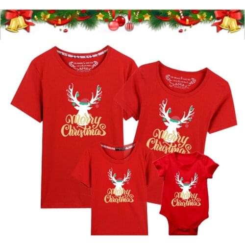 Christmas Family Matching T-Shirt Daddy Mommy Baby Kids Casual Clothes Xmas Adult Kids Print Family Look Clothing Baby Bodysuit