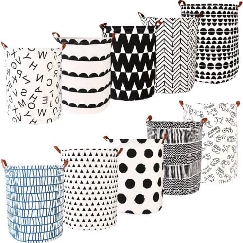 Folding Laundry Basket Round Storage Bin Large Capacity Laundry Hamper Dirty Clothes Organizer Basket Toy Home Bucket 40x50cm