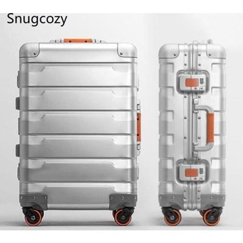 Snugcozy Luxury business Boarding 20/24 size newest Luggage 100% high quality aluminum-magnesium Spinner brand Travel Suitcase