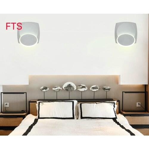 LED creative modern wall light bedroom living room study aisle hotel room simple square solar eclipse rotating wall lamp
