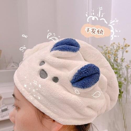 Cute Cartoon Quickly Dry Hair Wrapped Towels Dry Hair Hat Bath Hats 1Pcs Portable Shower Cap Bath Accessories