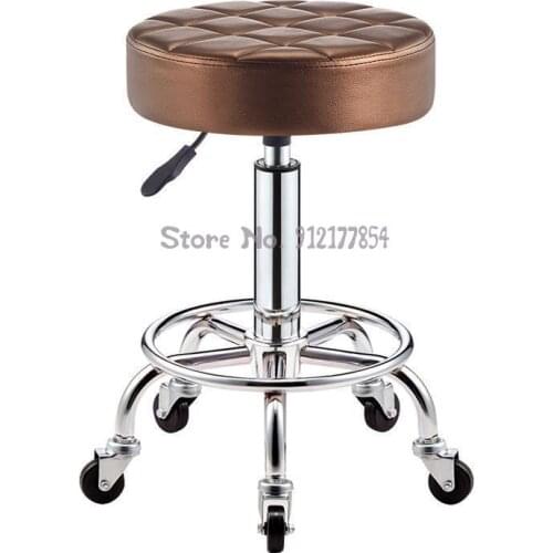 Beauty Stool Big Work Stool Barber Shop Chair Hairdresser Rotating Lift Bar Stool Makeup Hair Salon Sliding Wheelchair