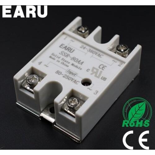 Solid State Relay Module SSR-80AA SSR-80 AA SSR 80A 80-250VAC Input to 24-380VAC Output Industry Control