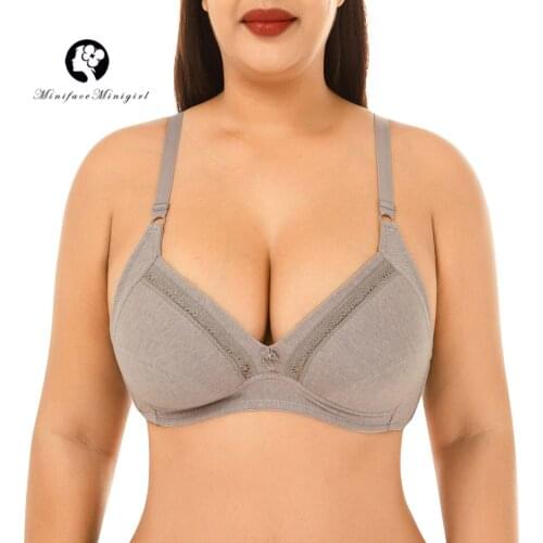 Comfortable Thin Cotton Women Underwear Sexy Bra Plus Size C Cup Hollow out Brassiere Push Up Lace Lingerie Comfort Seamless