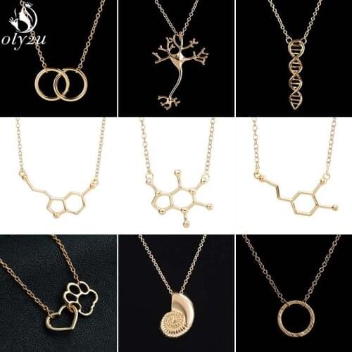 Vintage Conch Shell Pendant Necklace Women Simple DNA Neurons Necklaces Chemical Molecules Jewelry Choker Bijoux Femme 2021