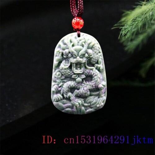 Jade Dragon Pendant Jewelry Gemstone Charm Fashion Natural Gifts Necklace Women Chinese Accessories Amulet Carved