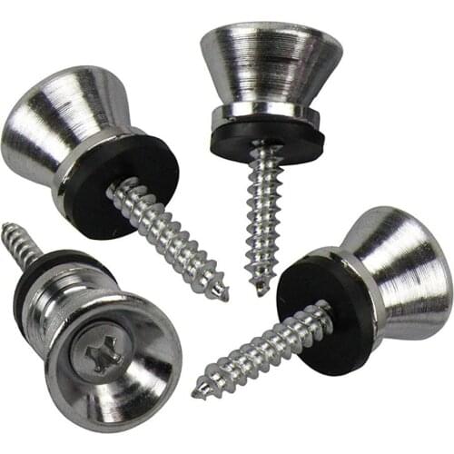Chrome color guitar Strap Lock strap pin Button Knobs Metal End Pin (2 pairs Pack)