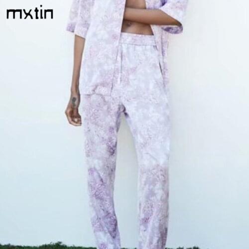MXTIN 2021 Womens Casual Loose Print Sweatpants Fashion Elastic Waist Pocket Jogger Harajuku Ankle Trousers Ropa Mujer