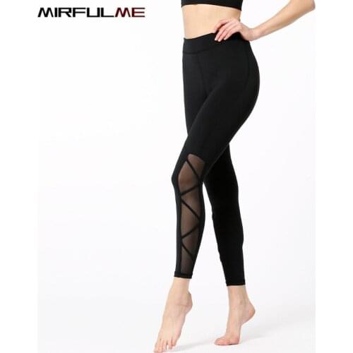 Women Sport Leggings Elastic Yoga Pants Mesh Patchwork Bandage Gym Leggings High Quality Quick Dry Running Fitness Tights Female