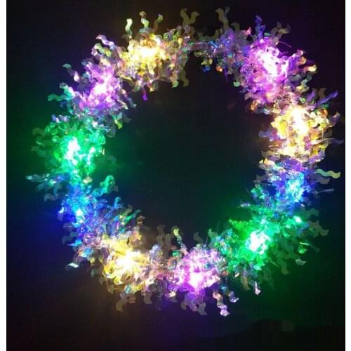 Girls Women Luminous Crown Wreath Hair Band Fairy Lights Headband Bridal Headdress Glow Wedding Christmas Birthday Party Gift