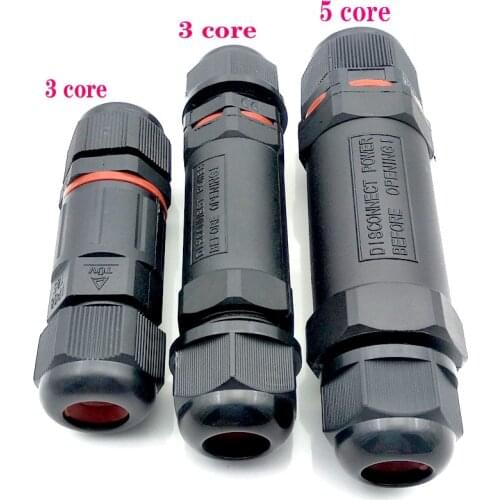 1pcs/lot Cable Connector Waterproof IP68outdoors Electrical Wire Sealed Retardant 3/5 pin 3/5 core wire Connector for LED Light