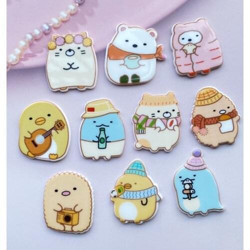 10/20 pcs New Acrylic Mixed Mini Cute cartoon animals flat back Cabochon Scrapbook Kawaii DIY Embellishments Accessories F31