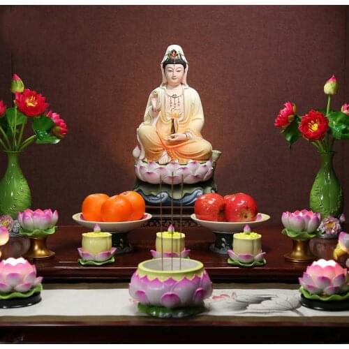 5A+ HOME shop high grade Buddha statue Guan yin PU SA Avalokiteshvara Buddha COLOR Ceramic statue bless safe health good luck