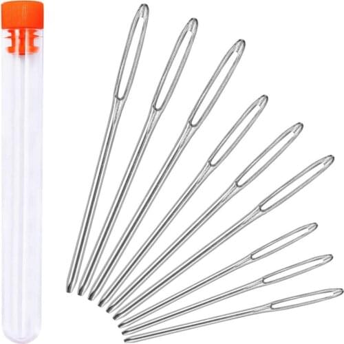 KAOBUY 9 PCS Large-Eye Blunt Needles Stainless Steel Yarn Knitting Needles Leather Sewing Needle Hand Sewing tools