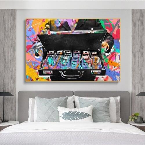 Abstract Money Graffiti Art Posters And Prints Street Art Canvas Paintings On the Wall Inspirational Art Pictures Home Decor