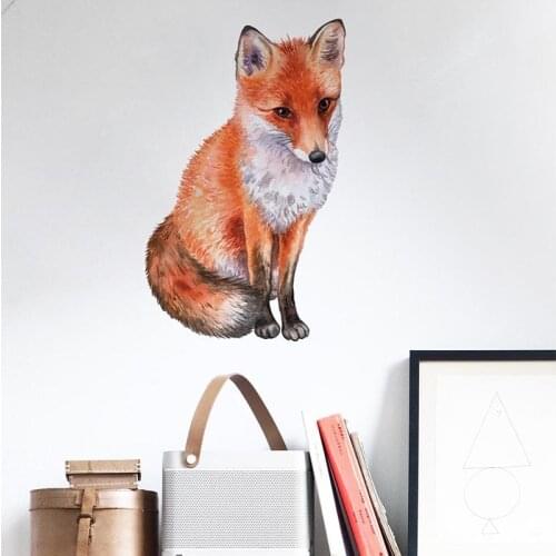 Watercolor Red Fox Wall Stickers for Home Decor Animals Wall Decals for Kids rooms Bedroom Kindergarten Art Murals Home Decor