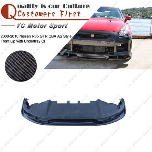 Car Accessories Carbon Fiber AS Style Front Lip with Undertray Fit For 2008-2010 R35 GTR CBA Front Diffuser