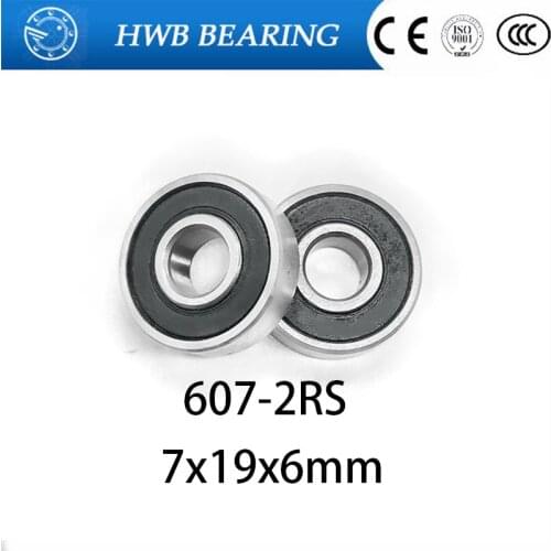 Free Shipping 10pcs 607-2RS 607RS 607 Deep Groove Ball Bearing 7x19x6mm Miniature Bearing ABEC3