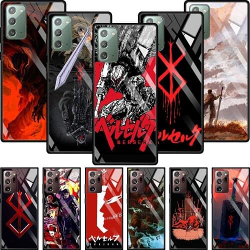 Berserk Tempered Glass Phone Case For Samsung Galaxy Note 20 Ultra 5G 10 Lite Plus 5G 9 8 Smartphone Cover