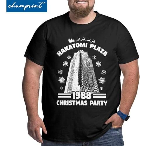 Mens Nakatomi Plaza T Shirt Christmas Party 1988 Tops Funny Short Sleeve Crew Neck Big Tall Tee Shirt Large 4XL 5XL 6XL T-Shirt