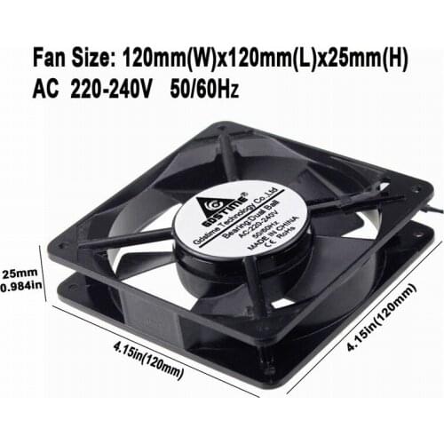 Gdstime 1 Piece 12cm 12025s 120x120x25mm AC 220V 240V 50/60Hz Metal Case Server Industrial Cooling Fan 120mm x 25mm