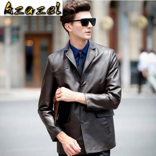 Hot 2020 New Mens Business Casual Leather jacket Korean Men spring and autumn suit collar Outwear male Slim Fashion Jackets
