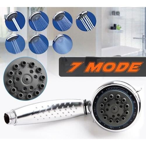 7 Mode Function Chrome Plated Shower Head Handheld Shower Water Saving Hand Shower Head Filter Universal Sprayer Head pleasant