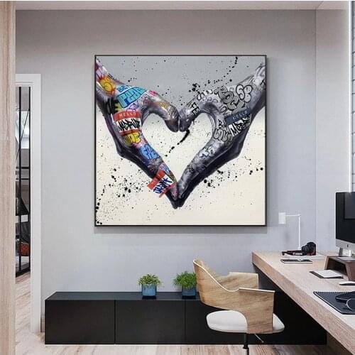 Gesture Inspirational Graffiti Art Canvas Painting Posters and Prints Cuadros Wall Art for Living Room Home Decor (No Frame)