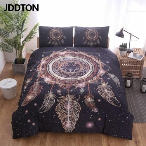 JDDTON New Arrival Exotic Style 2/3 PCS Bedding Set Fantasy Forest Colorful Feathers Pattern Quilt Cover Pillowcase Cover BE114