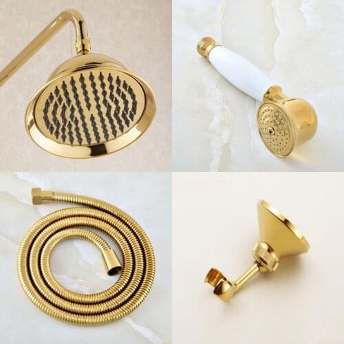 Gold Color Brass Bathroom Accessories Rain Shower Head / Hand Spray / Shower Arm / Shower Hose / shower Bracket ad002