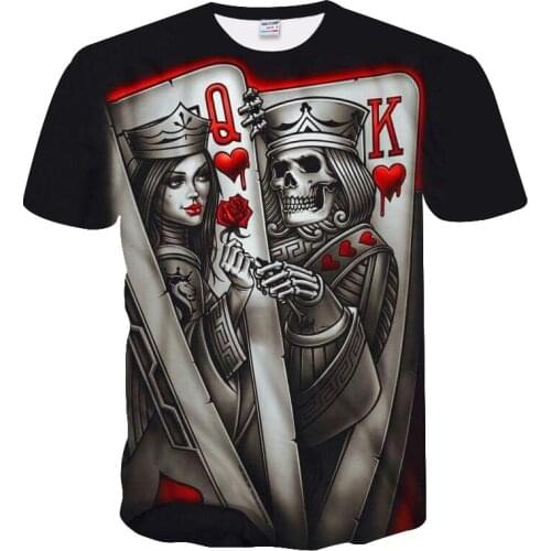 New Casual Skull Poker Printed 3D T-Shirt Men Short Sleeve Tee Shirt Homme Black Design Tee Tops Male Summer Tops Drop Ship