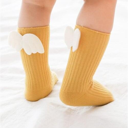 2020 autumn and winter new cute wings childrens socks dispensing non-slip baby socks boneless tube baby socks