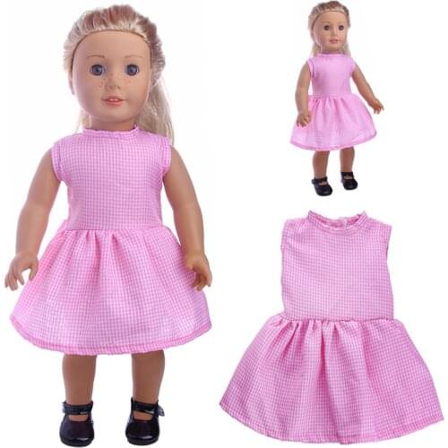 New Pattern Fashion Plaid Dress Fit 18 Inch American&43cm Baby New Born Doll Clothes Accessories Girls' Toys