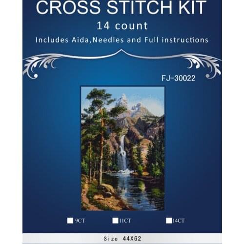 Oneroom Needlework,Mountain waterfall beauty Scenery DIY DMC 14CT Cross stitch,for Embroidery kit,Art Cross-Stitching Set