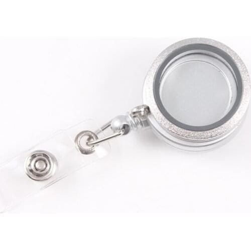 Wholesale 30mm Stainless Steel Shine Living Floating Charm Memory Locket Retractable ID Badge Reel Lanyard Holders Jewelry