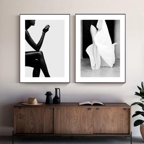 Dance Poster Black and White Girl Print Flower Canvas Painting Quotes Wall Art Vogue Fashion Pictures Modern Decor for Home