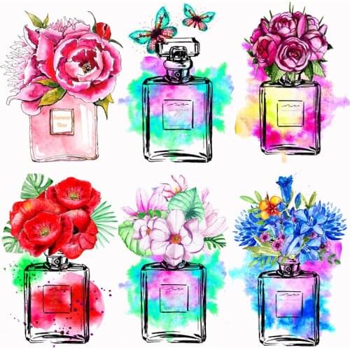 Prajna Fashion Perfume Patch Thermo Heat Transfer Vinyl Stripes Iron On Transfer For Clothing Thermal Stickers On Clothes DIY