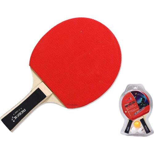 Professional Tennis Table Racket Ping Pong Practice Paddle Set Short Long Handle Carbon Blade Rubber Bats with 2 Balls